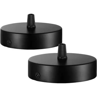   Cheson de tavan Chedin 100x20mm - Cutie de montaj metalică rotundă negru mat 2 buc - Rozete pentru lustre, aplice și plafoniere, stil clasic.