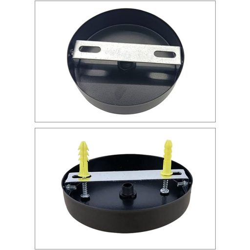 Cheson de tavan Chedin 100x20mm - Cutie de montaj metalică rotundă negru mat 2 buc - Rozete pentru lustre, aplice și plafoniere, stil clasic.