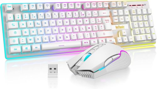 Bezdrôtová herná klávesnica a myš RedThunder K10 - podsvietenie, AZERTY, nabíjateľná, 3200DPI, kompatibilná s PC/PS5/Xbox