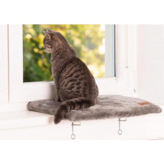   Ablak Pihenő Macskák Számára- Mosható és Puha Macskaágy, 50 x 36 x 3 cm, Szürke