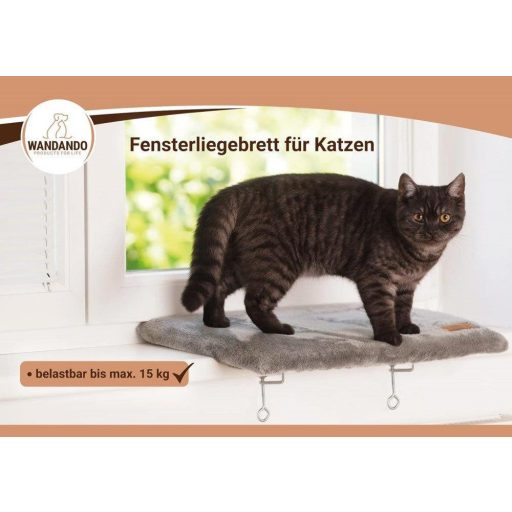 Ablak Pihenő Macskák Számára- Mosható és Puha Macskaágy, 50 x 36 x 3 cm, Szürke