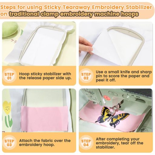 New brothread Samoljepljivi Tear Away Podložni flis za vezenje, rola 30 cm x 9 m