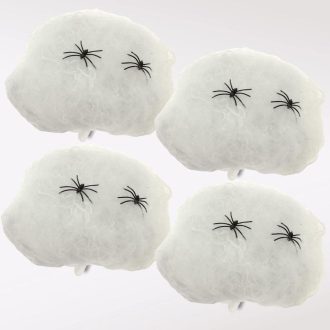   Obrovská halloweenska pavučinová súprava - 4 čierne pavučiny a 2 strašidelné pavúky