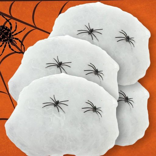 Obrovská halloweenska pavučinová súprava - 4 čierne pavučiny a 2 strašidelné pavúky