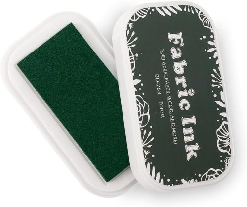 Fatiya Textil Bélyegzőpárna - Sötétzöld Mosható Tintapárna Ruhára, Fára, Papírra - Kézműves Alkotásokhoz, Kártyakészítéshez, Ujjlenyomatokho