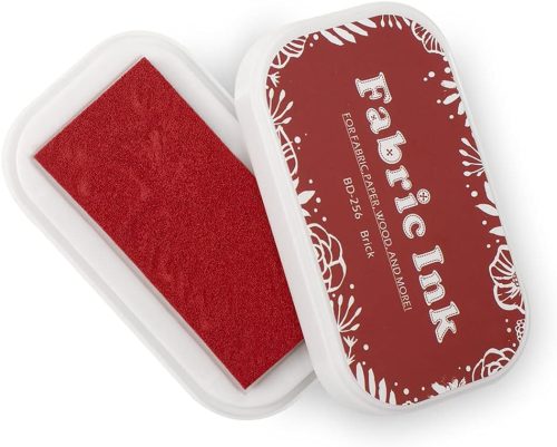 Fatiya Textilná Podložka na Pečiatky - Umývateľná Tehlovočervená Farbová Podložka na Remeselné Práce, na Odevy, Drevo, Papier - Pre Kreatívne DIY Vytváranie Pohľadníc, Odtlačky Prstov