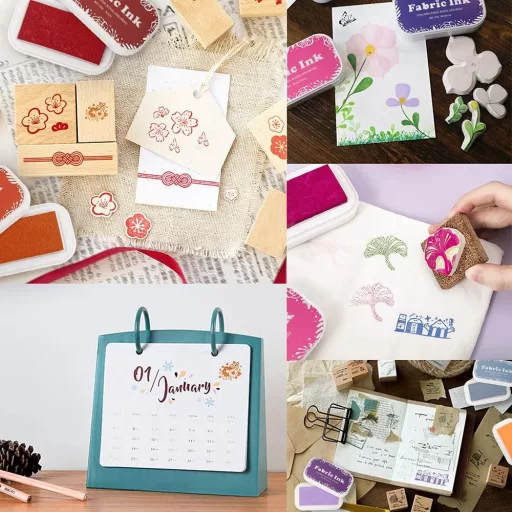 Fatiya Textil Bélyegzőpárna - Mosható Téglavörös Festékpárna Kézművességhez, Ruhára, Fára, Papírra - Kreatív DIY Kártyakészítéshez, Ujjlenyo