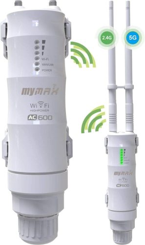 Repetor WiFi de exterior MyMAX AC600 - Dual Band 2.4+5GHz, 600Mbps, PoE, Rezistent la intemperii, Repeater de rază lungă, Punct de Acces, WN570HA1