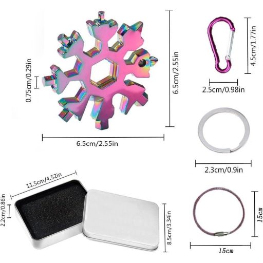 18 az 1-ben Multifunkciós Eszköz, Hópehely forma, Csavarhúzó Sörnyitó, Többszínű