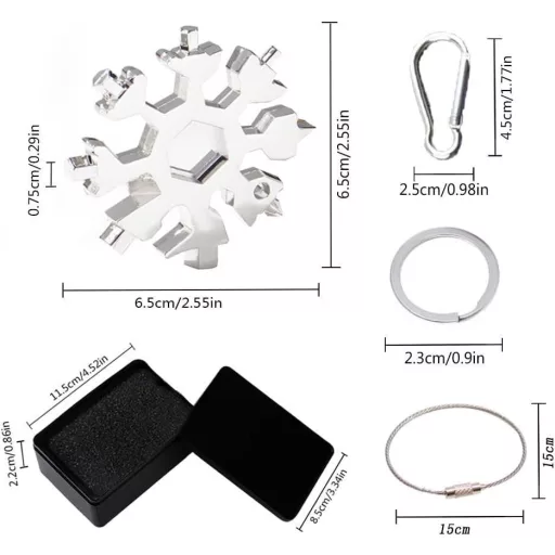 Șurubelniță multifuncțională fulg de nea cu deschizător de sticle, 2 buc argintiu