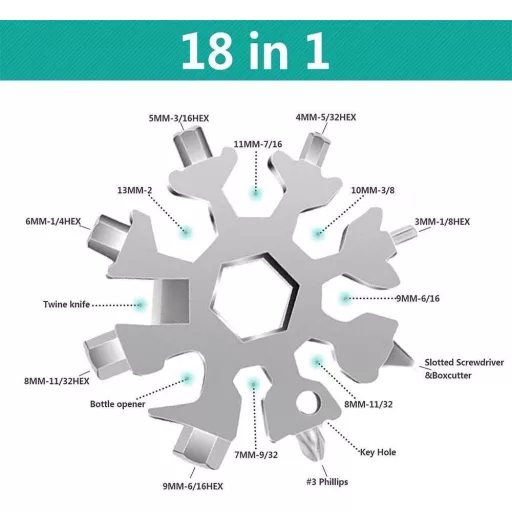 Șurubelniță multifuncțională fulg de nea cu deschizător de sticle, 2 buc argintiu