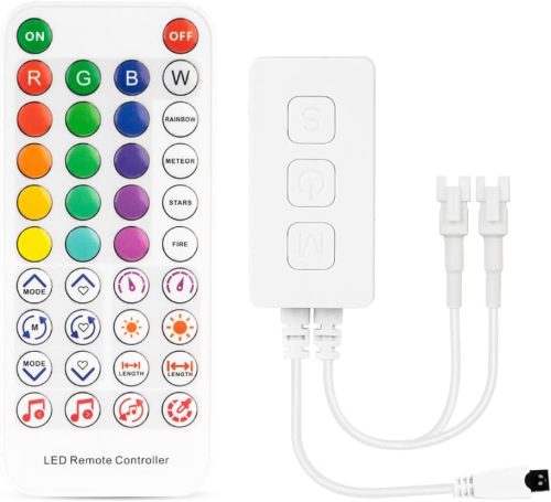 BTF-LIGHTING WS2812B RGB LED Bluetooth Vezérlő - Zene Szinkronizáló, Időzíthető, Távirányítós, 600 Pixeles Címezhető LED Szalag Vezérlő iOS/
