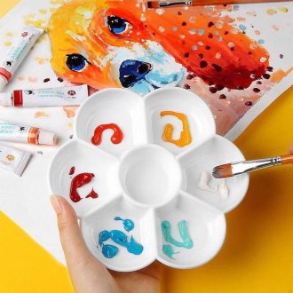   Paleta za miješanje boja u obliku cvijeta sa 7 odjeljaka, za akrilne i vodene boje - 2 kom