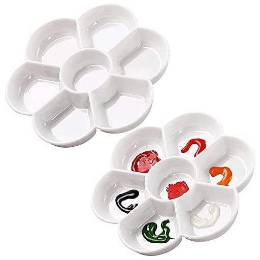 Paleta za miješanje boja u obliku cvijeta sa 7 odjeljaka, za akrilne i vodene boje - 2 kom