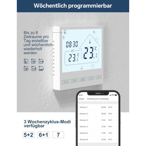 Termostat inteligent WiFi BEOK TOL47WIFI pentru centrală pe gaz/apă și încălzire în pardoseală - Programabil, compatibil cu Alexa și Google Assistant
