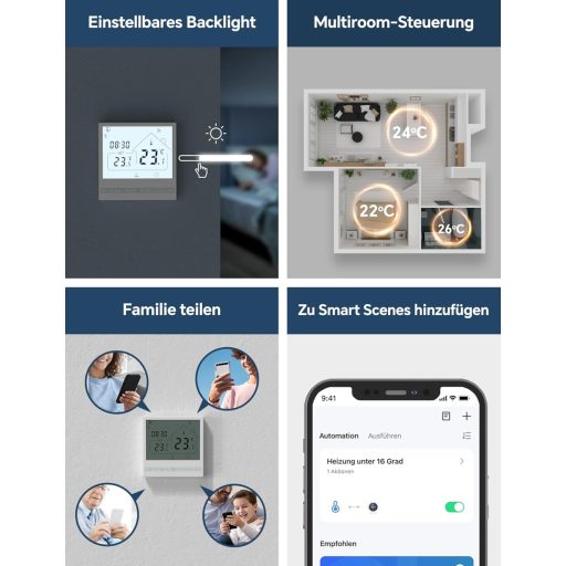 Termostat inteligent WiFi BEOK TOL47WIFI pentru centrală pe gaz/apă și încălzire în pardoseală - Programabil, compatibil cu Alexa și Google Assistant