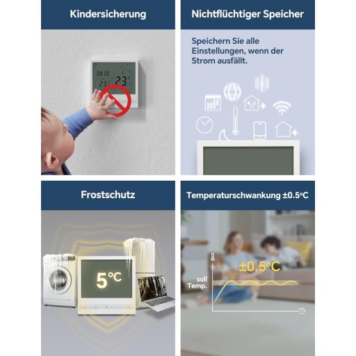 Termostat inteligent WiFi BEOK TOL47WIFI pentru centrală pe gaz/apă și încălzire în pardoseală - Programabil, compatibil cu Alexa și Google Assistant