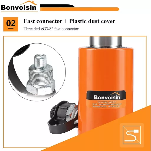 Cilindru hidraulic Bonvoisin 10T cu pompă manuală, cursă 50mm, pentru construcții