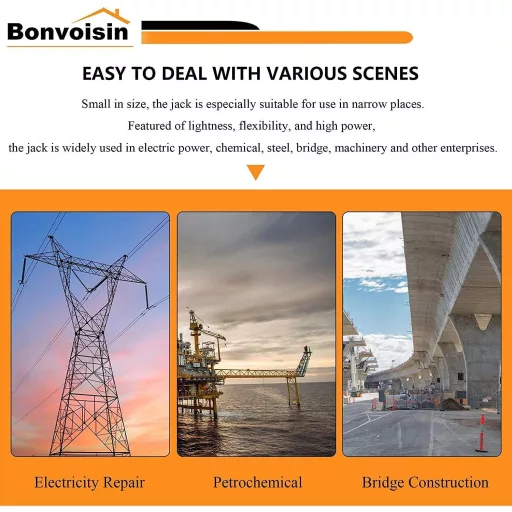 Cilindru hidraulic Bonvoisin 10T cu pompă manuală, cursă 50mm, pentru construcții