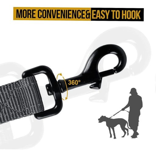 Párnázott dupla nyelű, szürke színű, S-es méretű, 122 cm-es kutyapóráz