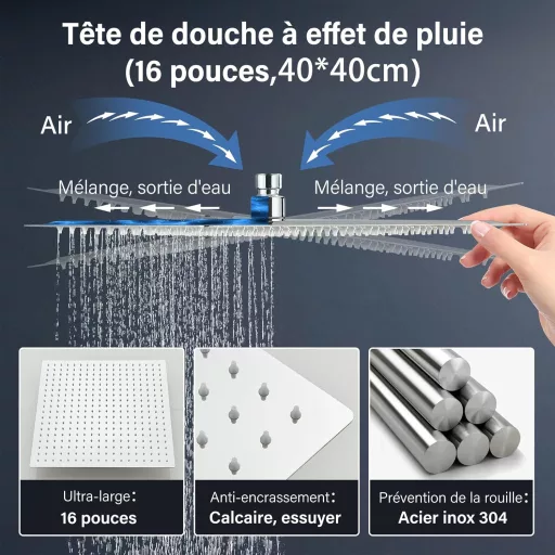 Cesinkin LED zuhanyfej 40x40cm négyzet alakú rozsdamentes acél