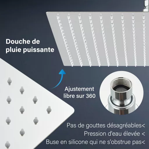 Cesinkin LED zuhanyfej 40x40cm négyzet alakú rozsdamentes acél