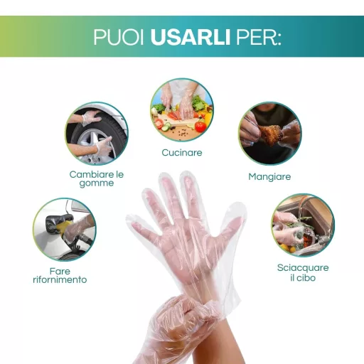 VIRSUS 500 mănuși transparente de unică folosință din polietilenă pentru alimente și curățenie