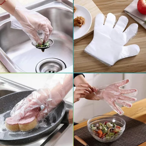 VIRSUS 500 mănuși transparente de unică folosință din polietilenă pentru alimente și curățenie