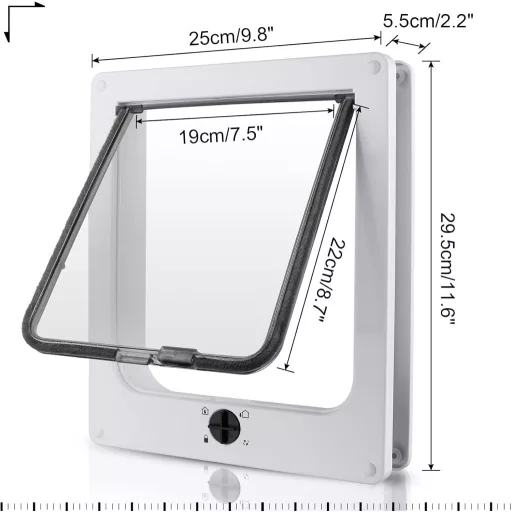 Sailnovo 4 irányú macskaajtó kutyaajtó 25x29cm teleszkópos kerettel