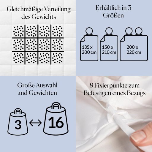CURA Pearl Classic Súlyozott Takaró 135x200 9kg Alváshoz Stresszoldó