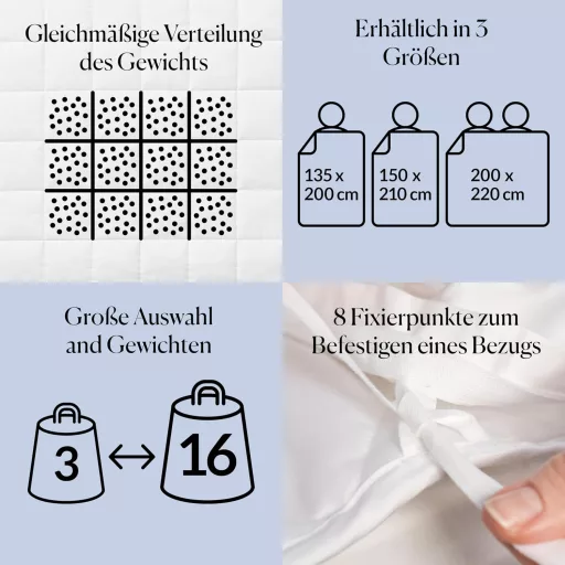 Pătură ponderată CURA Pearl Classic 135x200 9kg Pentru somn și reducerea stresului