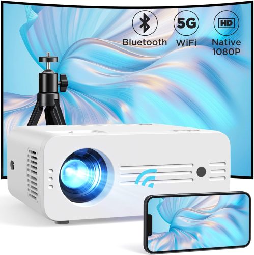 Proiector AKIYO O7 Full HD 1080P WiFi Bluetooth 200 ANSI - Proiector portabil home cinema cu ecran de 240", suport 5G, compatibil Fire S