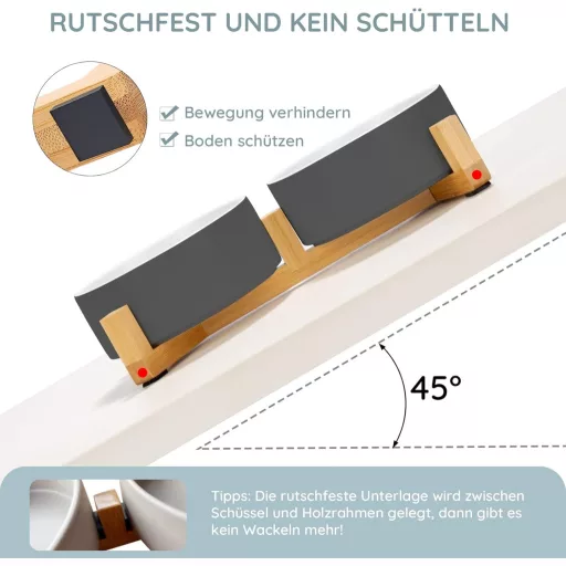 Bol ceramic SPUNKYJUNKY cu suport de bambus, castron ridicat pentru hrănirea câinilor și pisicilor, 400ml