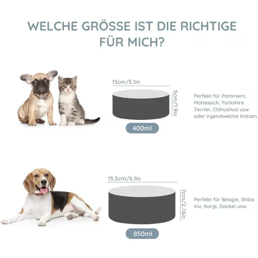 Bol ceramic SPUNKYJUNKY cu suport de bambus, castron ridicat pentru hrănirea câinilor și pisicilor, 400ml