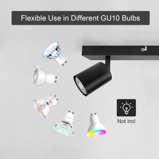 Dehobo LED Mennyezeti Spotlámpa 350° Forgatható 2-Izzós GU10 Fekete - Ceiling light, 2-bulb, Black