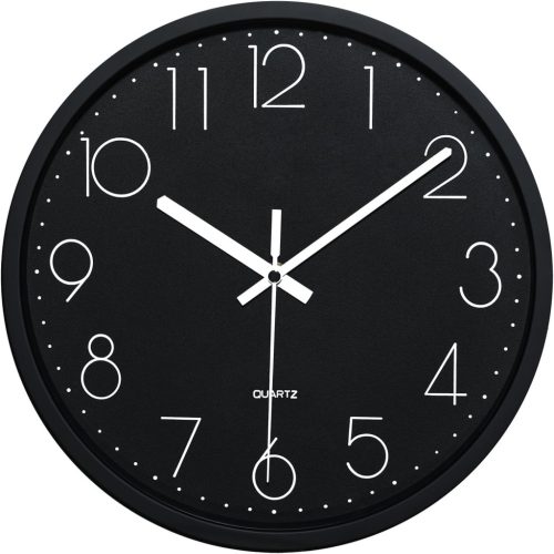 Ceas de perete silențios Plumeet, 30,5 cm - Design modern negru pentru living sau bucătărie