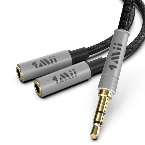 Cablu audio splitter 1Mii cu mufă jack de 3.5mm, tip Y, pentru mașină și sisteme Hi-Fi casnice, 30 cm