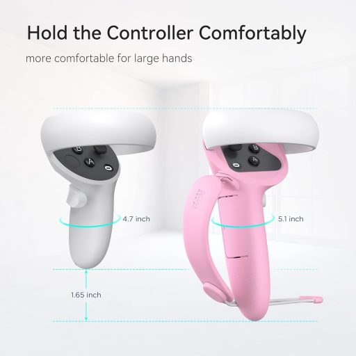 KIWI design Poboljšani Rukohvat Kontrolera Kompatibilan s Quest 2 - Ružičasta Silikonska Zaštitna Navlaka s Lakom Izmjenom Baterija i Udobnim Držanjem