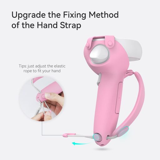 KIWI design Poboljšani Rukohvat Kontrolera Kompatibilan s Quest 2 - Ružičasta Silikonska Zaštitna Navlaka s Lakom Izmjenom Baterija i Udobnim Držanjem