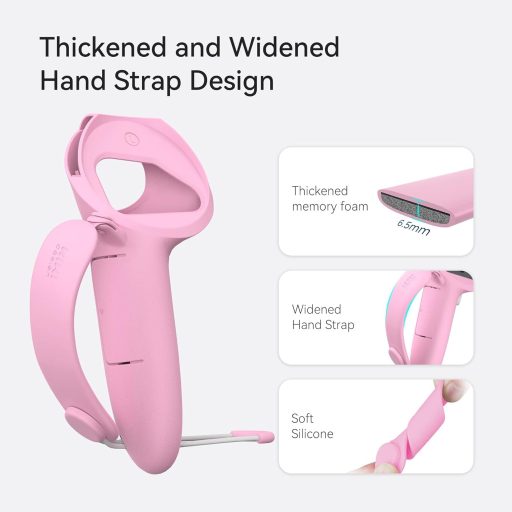 KIWI design Quest 2 Kontroller Markolat Rózsaszín Nagyobb Kézhez Csuklópánttal