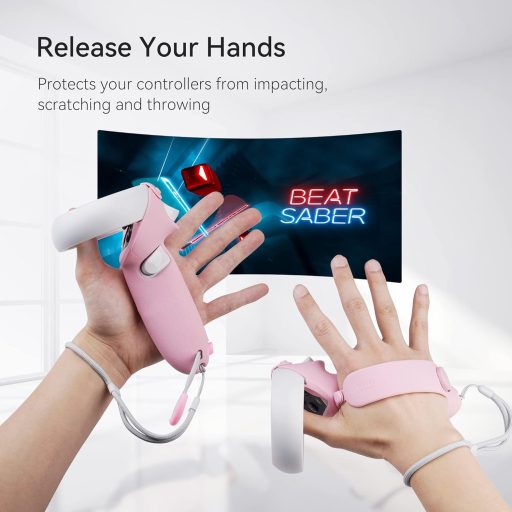 KIWI design Quest 2 Kontroller Markolat Rózsaszín Nagyobb Kézhez Csuklópánttal