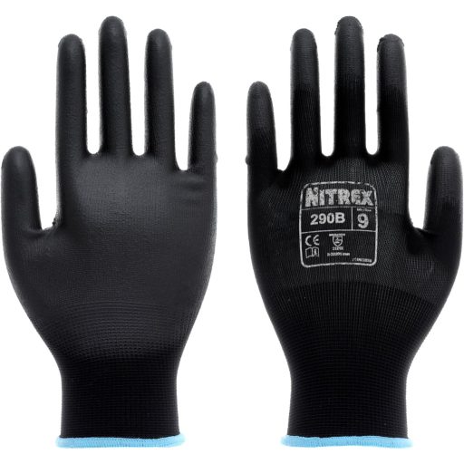 Mănuși de protecție NITREX 290B-G cu palmă acoperită cu PU, 10 perechi