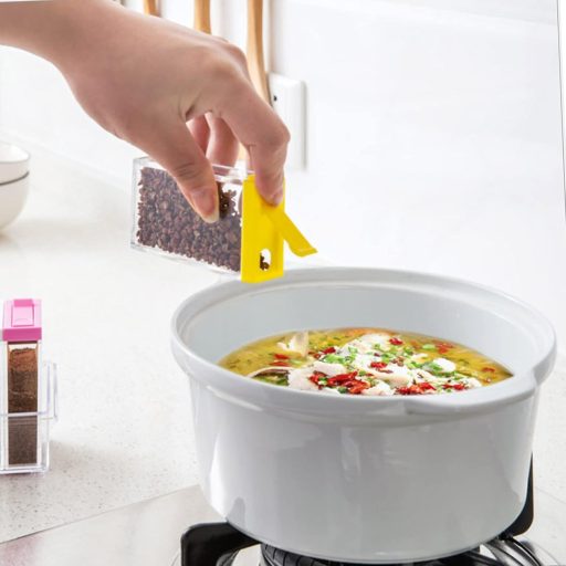 Pinsheng 6 részes átlátszó fűszertartó készlet tálcával - BPA-mentes műanyag fűszeres doboz konyhai tároláshoz, kempingezéshez, grillezéshez