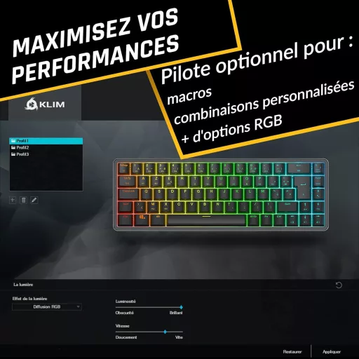 KLIM Shift Bluetooth tipkovnica s francuskim rasporedom tipki - Bežična gamerska tipkovnica za PC, Mac, PS4, PS5, Xbox, Smart TV uređaje - Crna