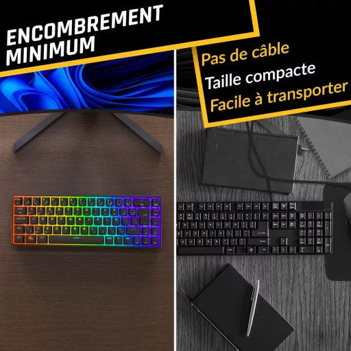 KLIM Shift Bluetooth tipkovnica s francuskim rasporedom tipki - Bežična gamerska tipkovnica za PC, Mac, PS4, PS5, Xbox, Smart TV uređaje - Crna