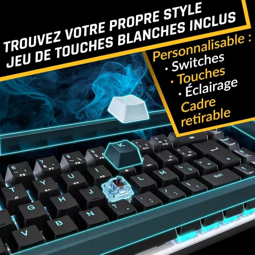 KLIM Shift Bluetooth klávesnica s francúzskym rozložením - Bezdrôtová herná klávesnica pre PC, Mac, PS4, PS5, Xbox, Smart TV zariadenia - Čierna