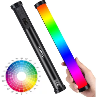   CAMOLO RGB LED Videó Fény 45cm, Kézi Fotó Világítás 5200mAh Akkuval, 1200 Lumen, 21 Effekt, TikTok Tartalom Készítéshez