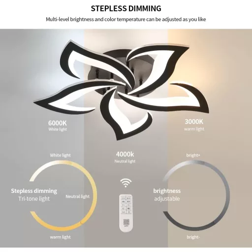Riserva 40W 4700LM Dimmable LED Mennyezeti Lámpa Távirányítóval, Virág Dizájn