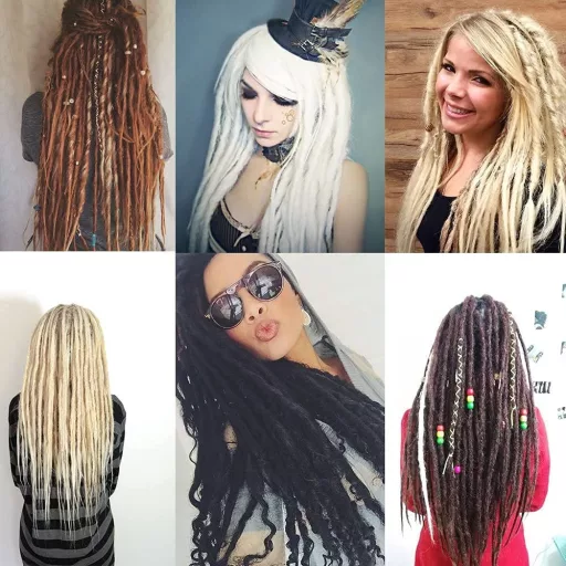 Extensie dreadlock Dsoar din păr 100% natural, 50 cm, șaten deschis.