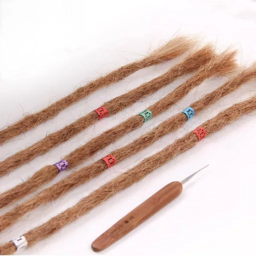 Dsoar 100% valódi hajból készült dreadlock extension 50cm világosbarna